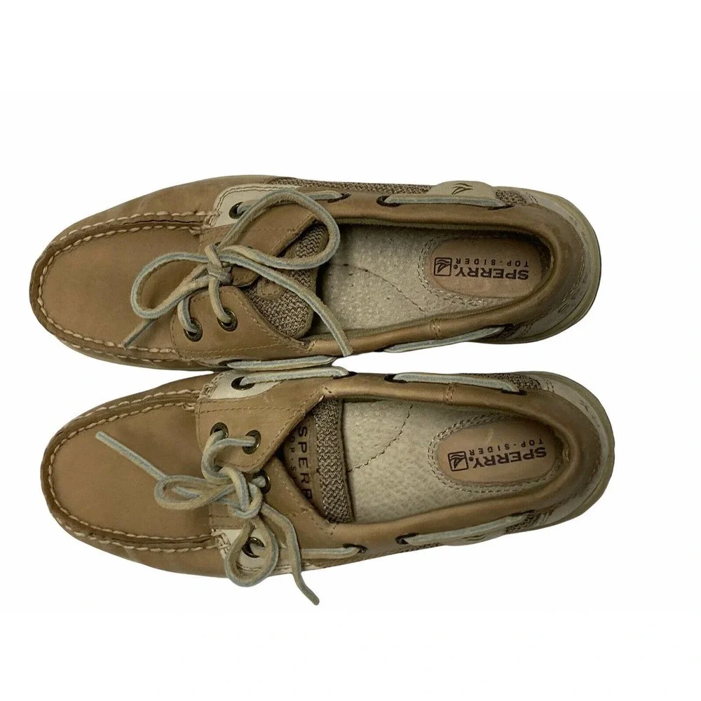 Sperry Top Sider Womens Bluefish 2 Eye Boat Shoes Size 6.5 Oat Linen 9276619